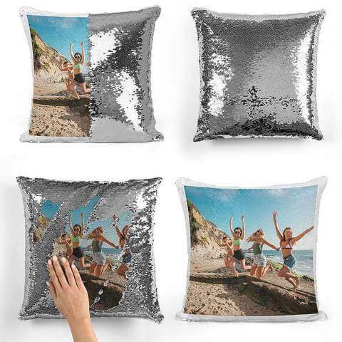 Personalized Photo Sequin Pillow Cushion Cover